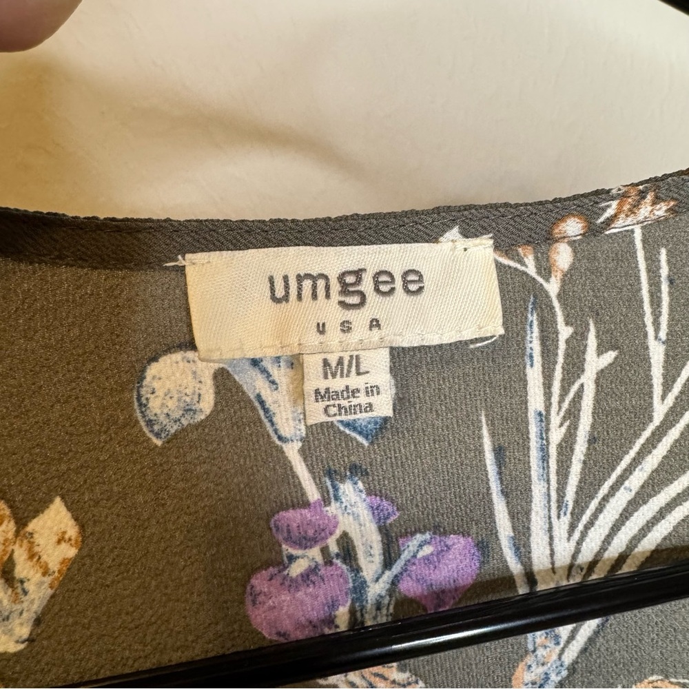 UMGEE Grey Boho Floral Kimono Pom Pom Cottagecore | Size M/L - Picture 6 of 6